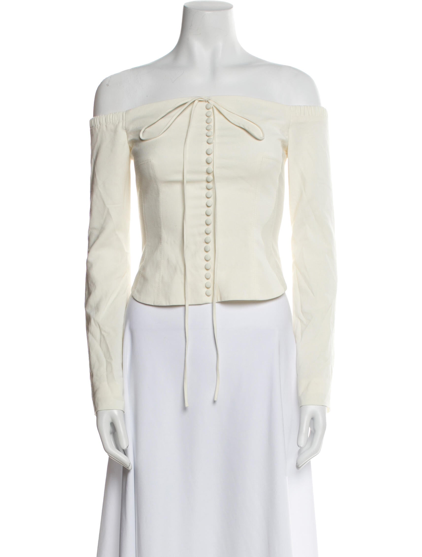 Orseund Iris Off-The-Shoulder Long Sleeve Crop Top