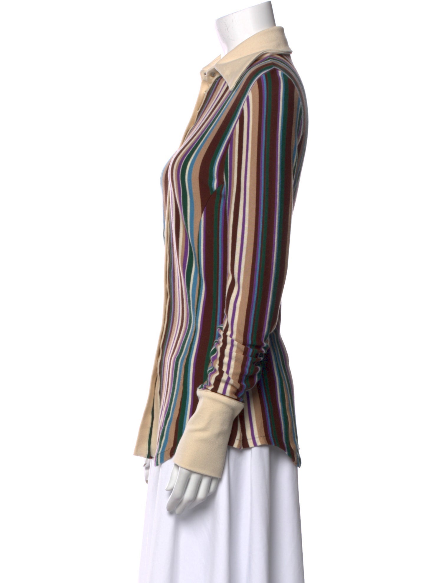 Orseund Iris Striped Long Sleeve Button-Up Top
