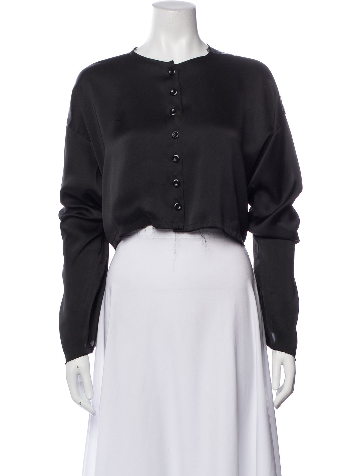 Orseund Iris Crew Neck Long Sleeve Button-Up Top