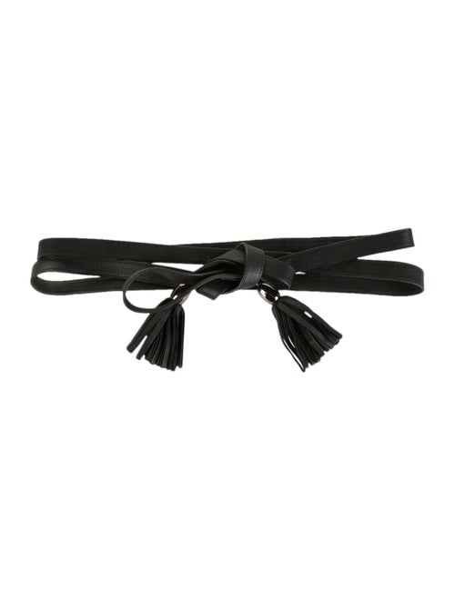 W by Worth Leather Tassel Waist Belt Black