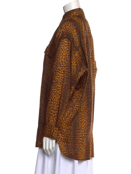 Overlover Linen Animal Print Button-Up Top