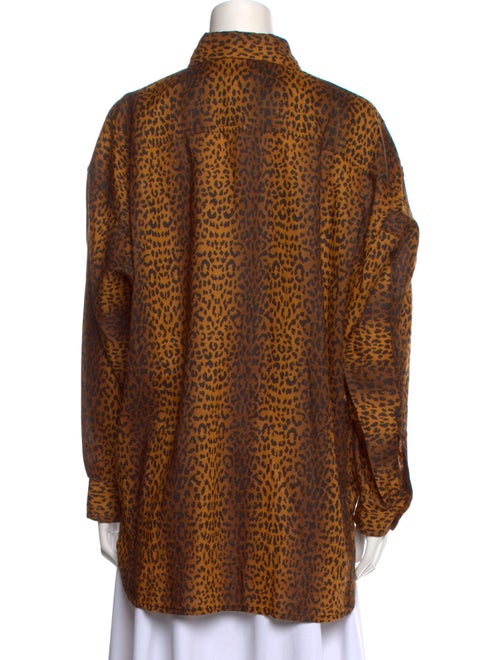 Overlover Linen Animal Print Button-Up Top