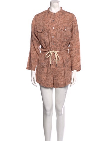 Overlover Jumpsuits and Rompers Linen Printed Romper S