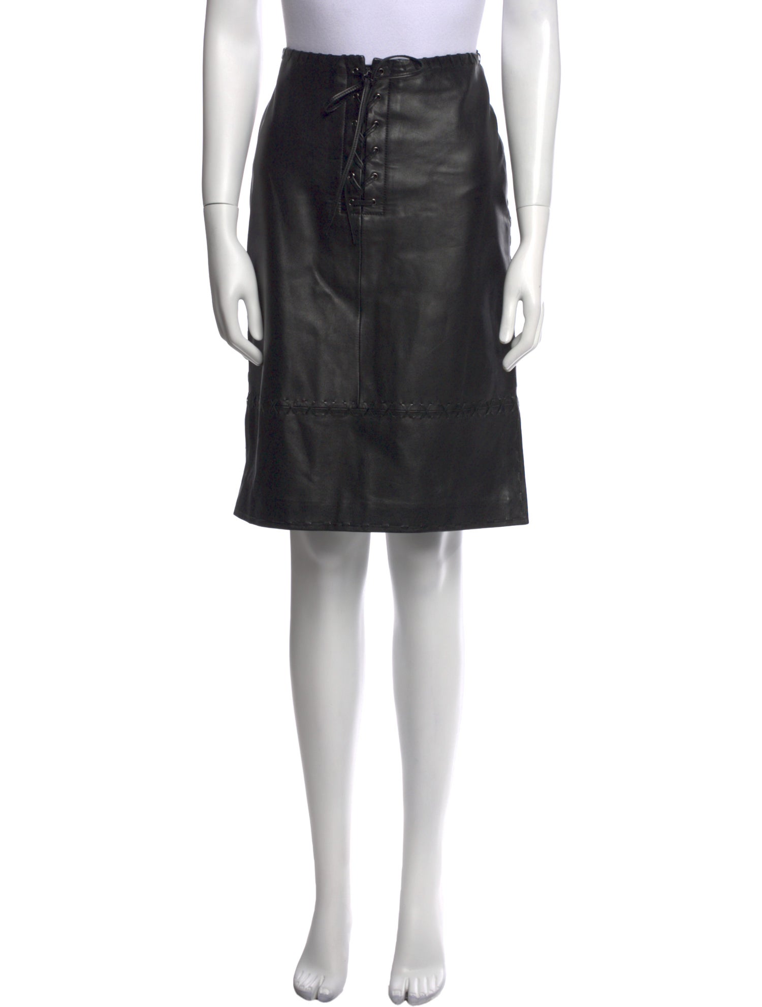Oscar by Oscar de la Renta Leather Knee-Length Skirt