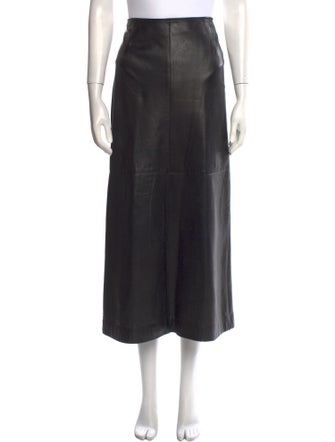 Oscar by Oscar de la Renta Leather Midi Length Skirt