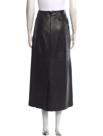 Oscar by Oscar de la Renta Leather Midi Length Skirt