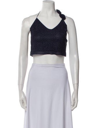 Oséree Halterneck Sleeveless Crop Top