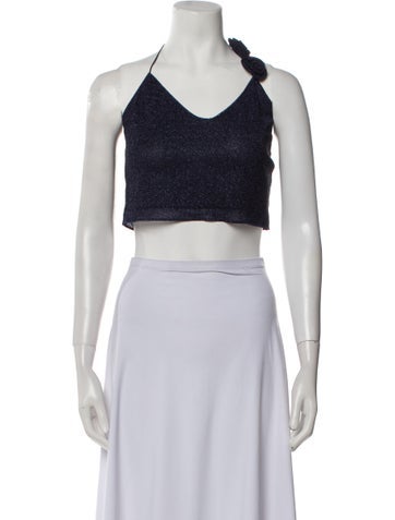 Oséree Tops Halterneck Sleeveless Crop Top S
