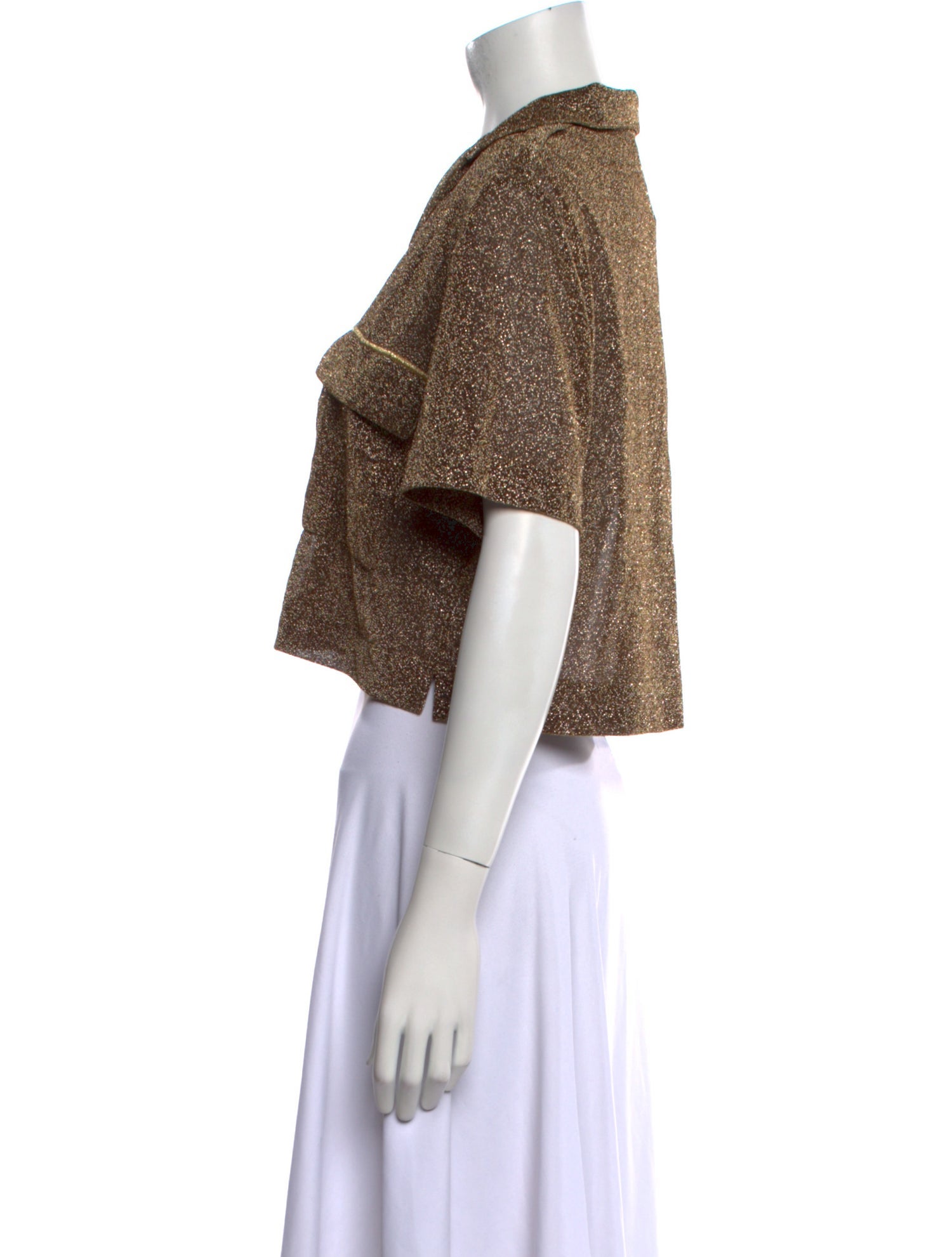 Oséree Printed Short Sleeve Crop Top