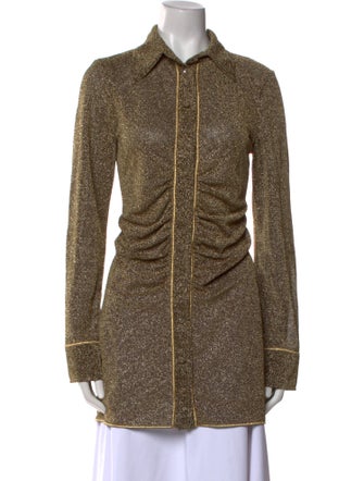 Oséree Patterned Long Sleeve Button-Up Top