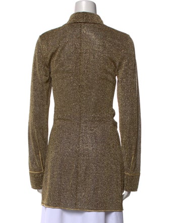 Oséree Patterned Long Sleeve Button-Up Top