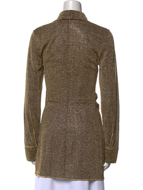 Oséree Patterned Long Sleeve Button-Up Top