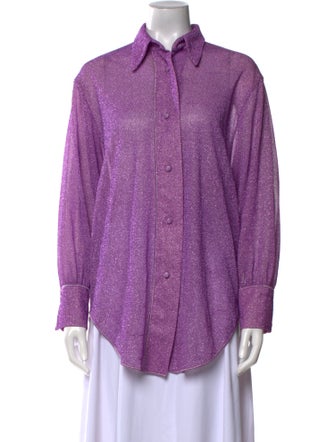 Oséree Printed Long Sleeve Button-Up Top