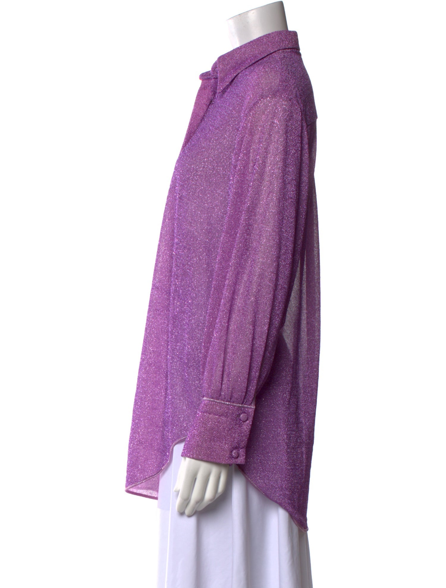 Oséree Printed Long Sleeve Button-Up Top