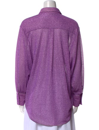 Oséree Printed Long Sleeve Button-Up Top