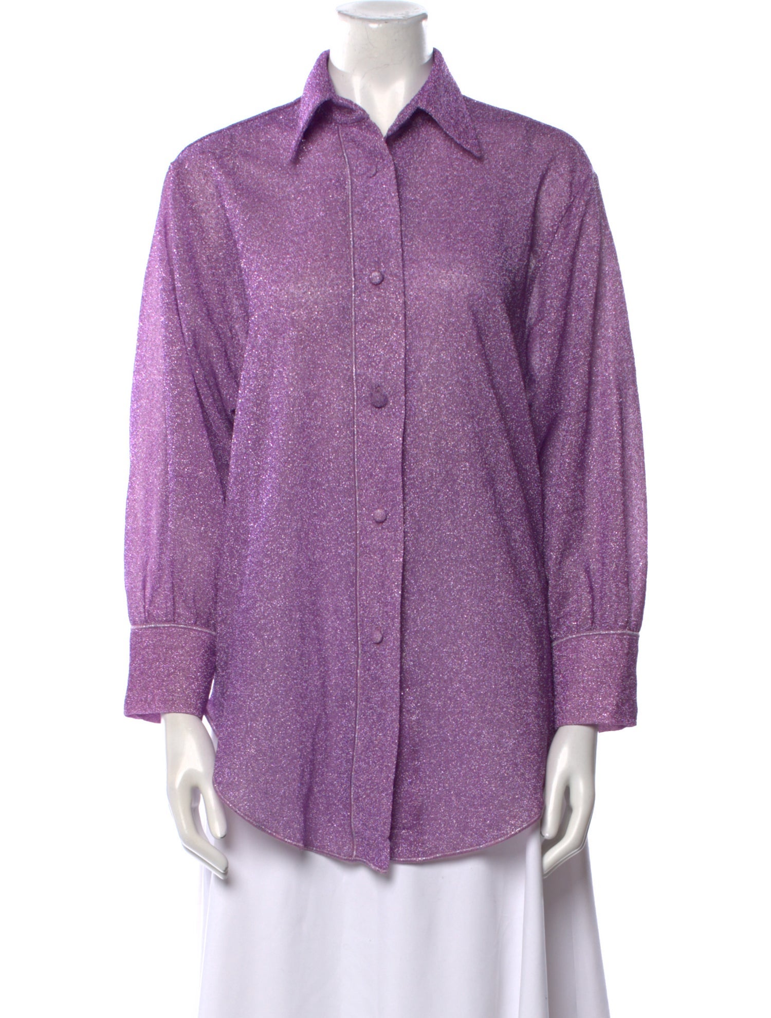 Oséree Printed Three-Quarter Sleeve Button-Up Top