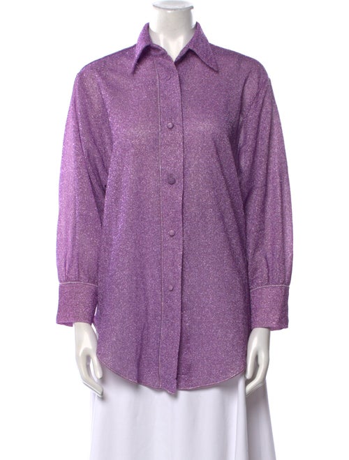 Oséree Printed Three-Quarter Sleeve Button-Up Top