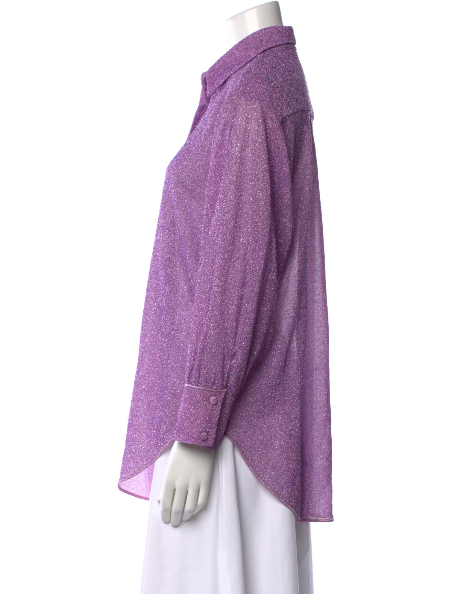 Oséree Printed Three-Quarter Sleeve Button-Up Top