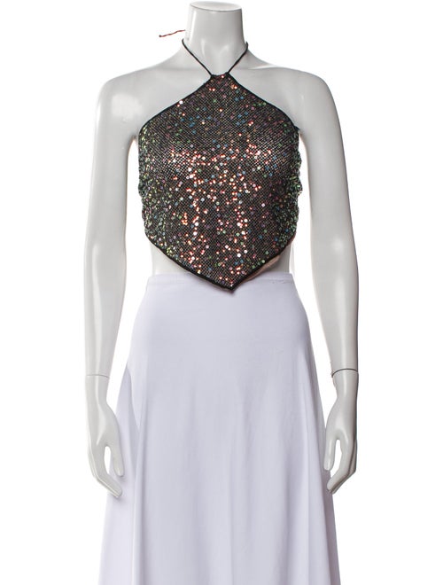 Oséree Halterneck Sleeveless Crop Top