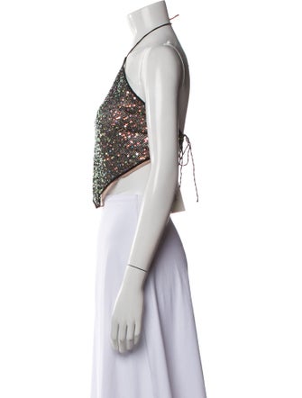 Oséree Halterneck Sleeveless Crop Top