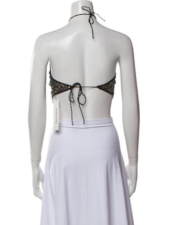 Oséree Halterneck Sleeveless Crop Top