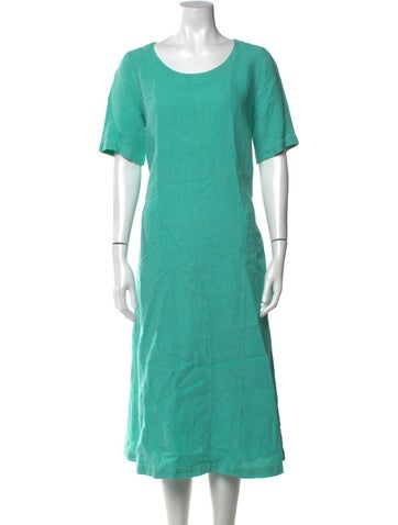 Pre-owned Oska Linen Midi Length Dress In Green