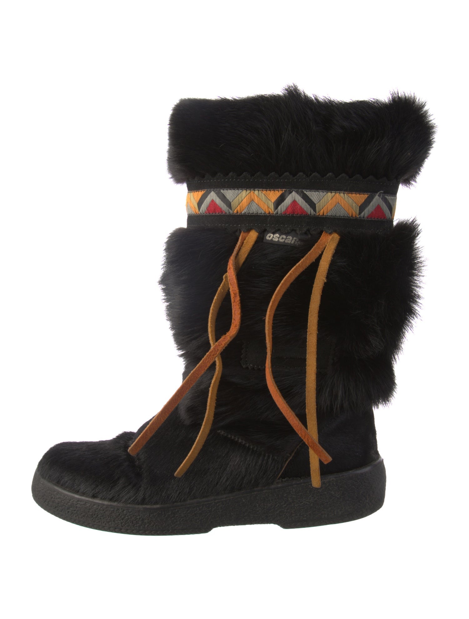 Oscar Sport Ponyhair Printed Lace-Up Boots