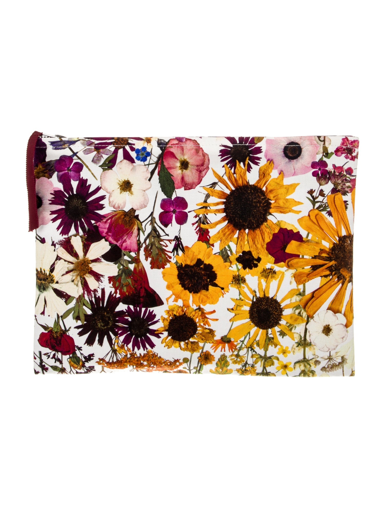 Oscar de la Renta Canvas Floral Print Cosmetic Bag