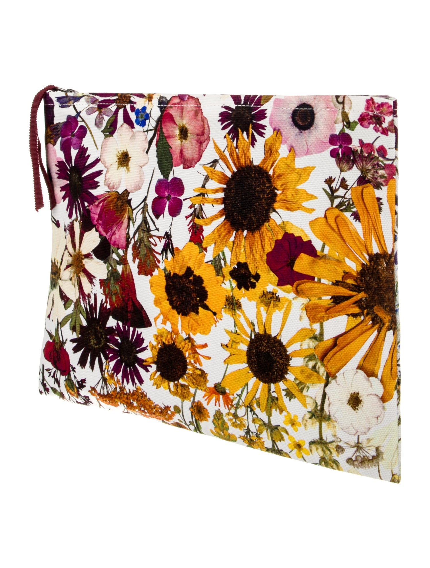 Oscar de la Renta Canvas Floral Print Cosmetic Bag