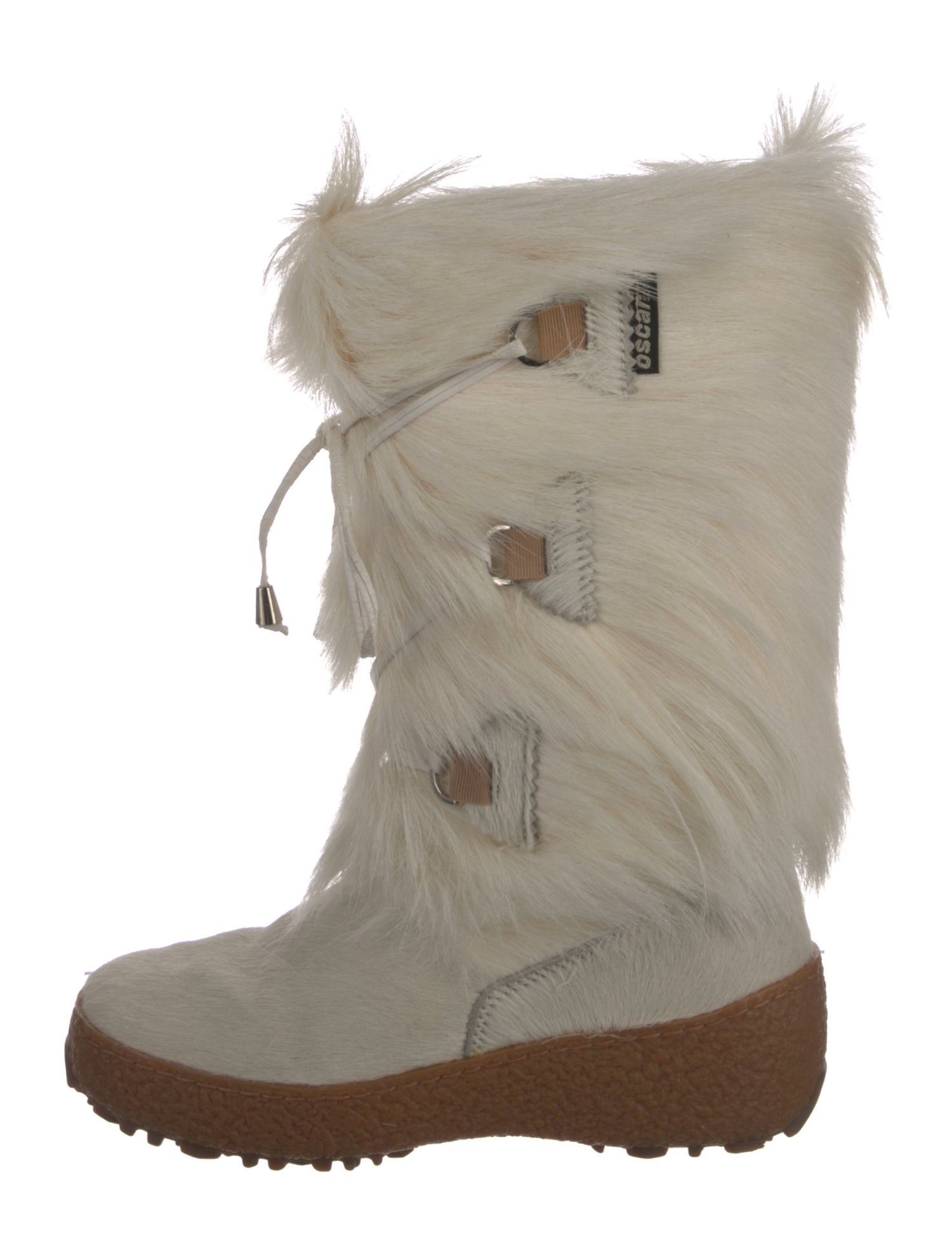 Oscar Sport Ponyhair Fur Trim Lace-Up Boots