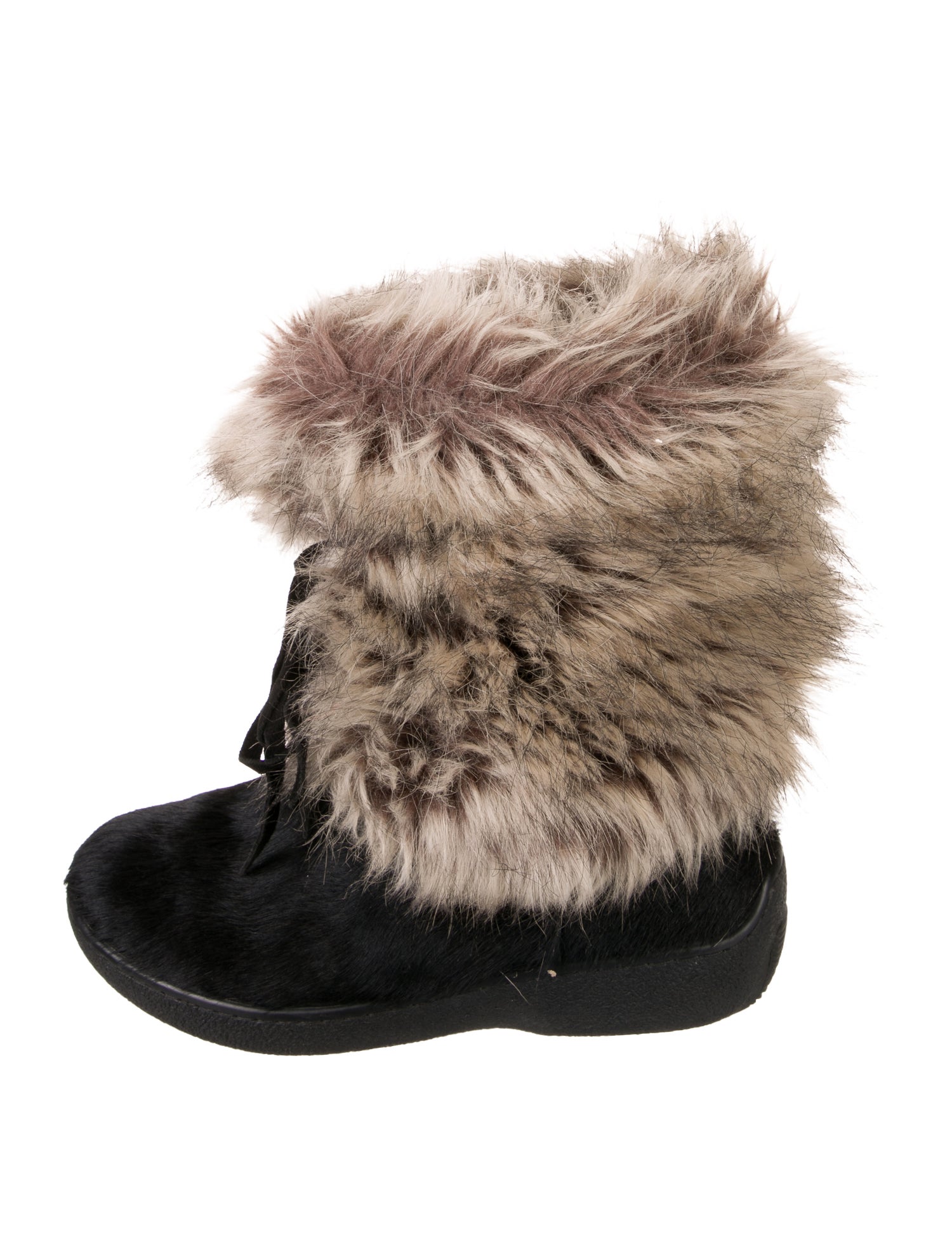 Oscar Sport Ponyhair Colorblock Pattern Lace-Up Boots