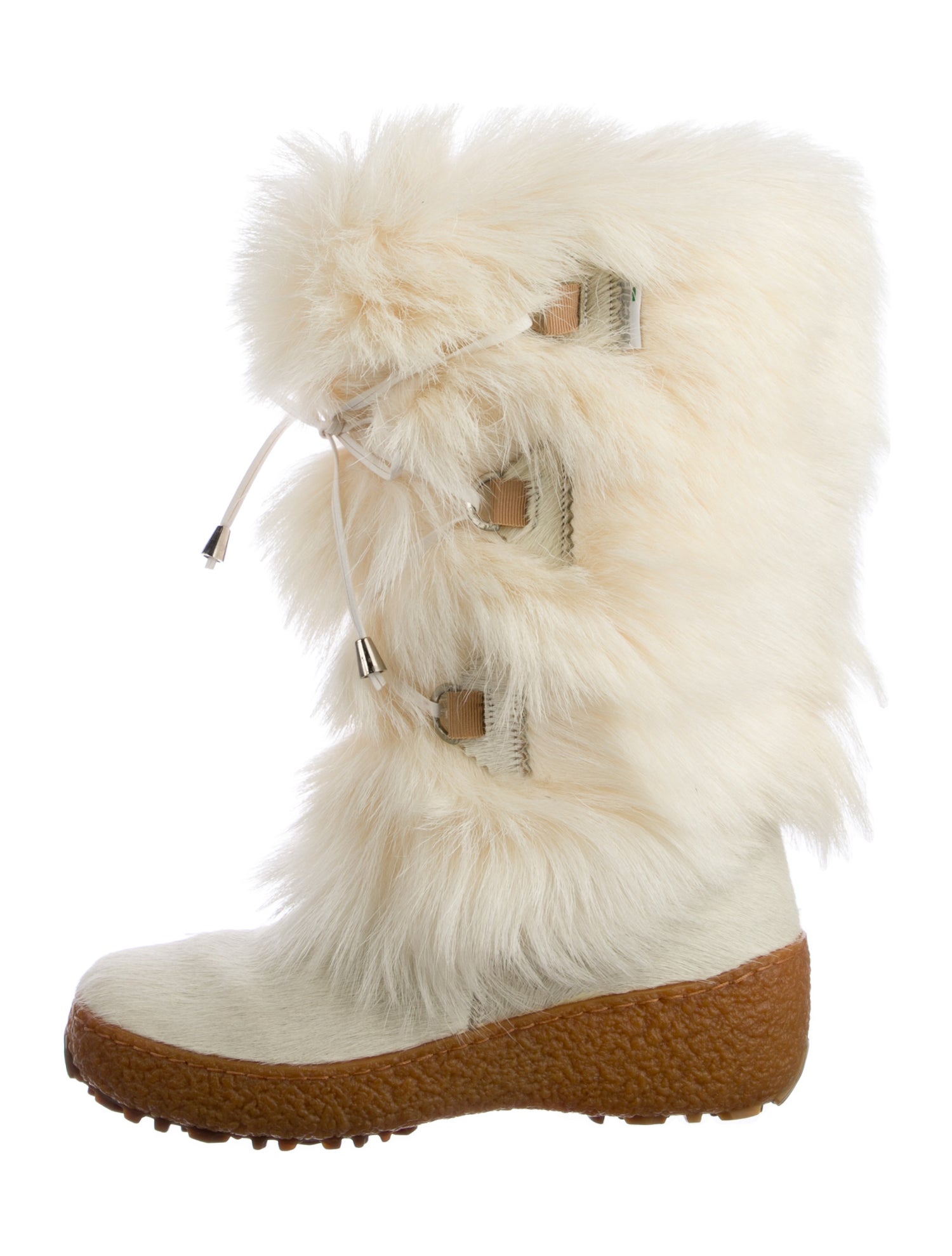 Oscar Sport Fur Colorblock Pattern Lace-Up Boots