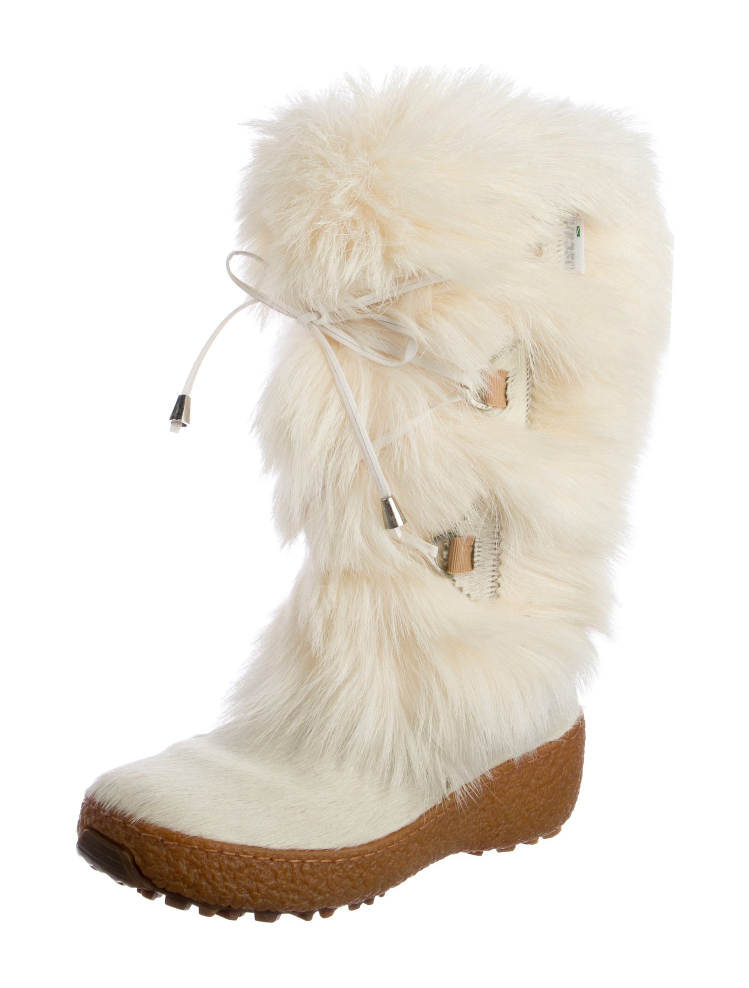 Oscar Sport Fur Colorblock Pattern Lace-Up Boots