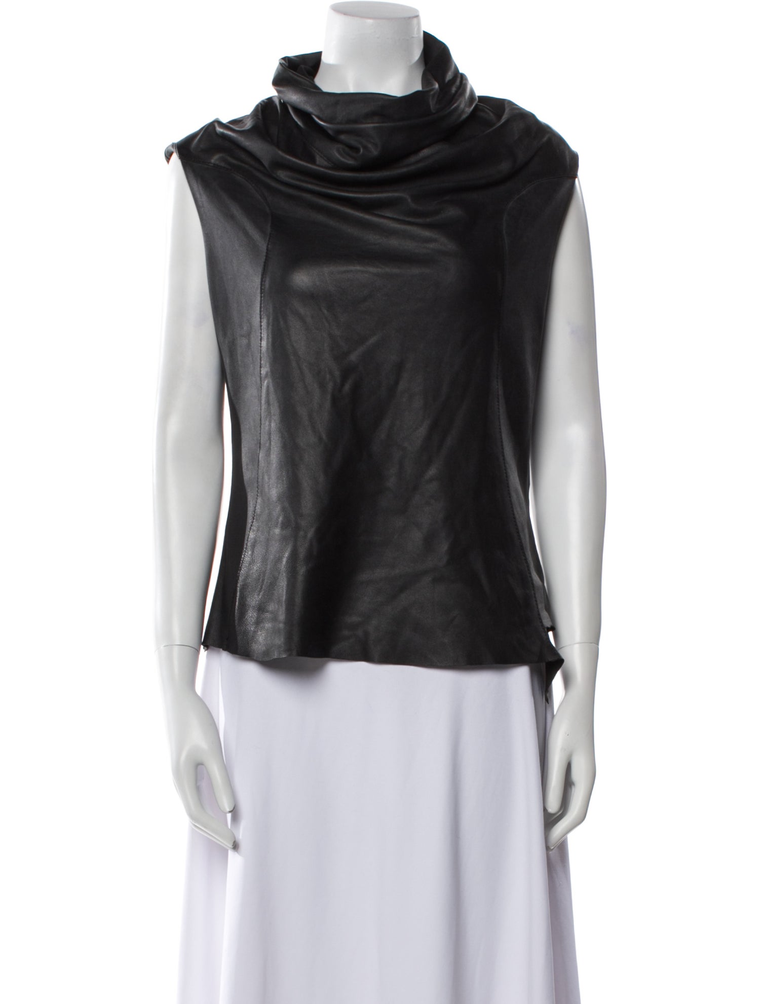Bod & Christensen Leather Cowl Neck Top