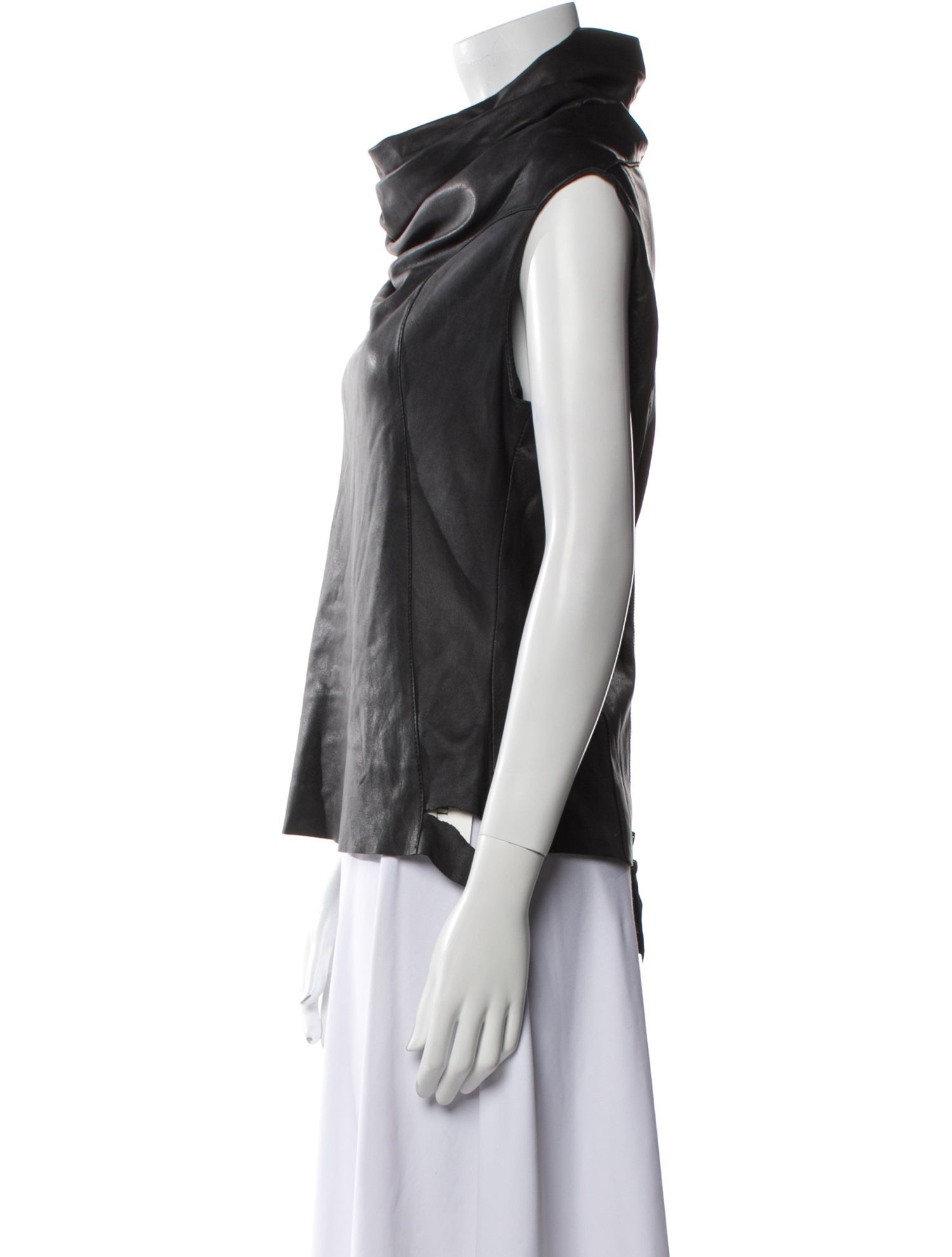 Bod & Christensen Leather Cowl Neck Top