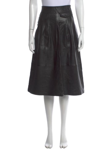 Pre-owned Bod & Christensen Leather Knee-length Skirt In Black