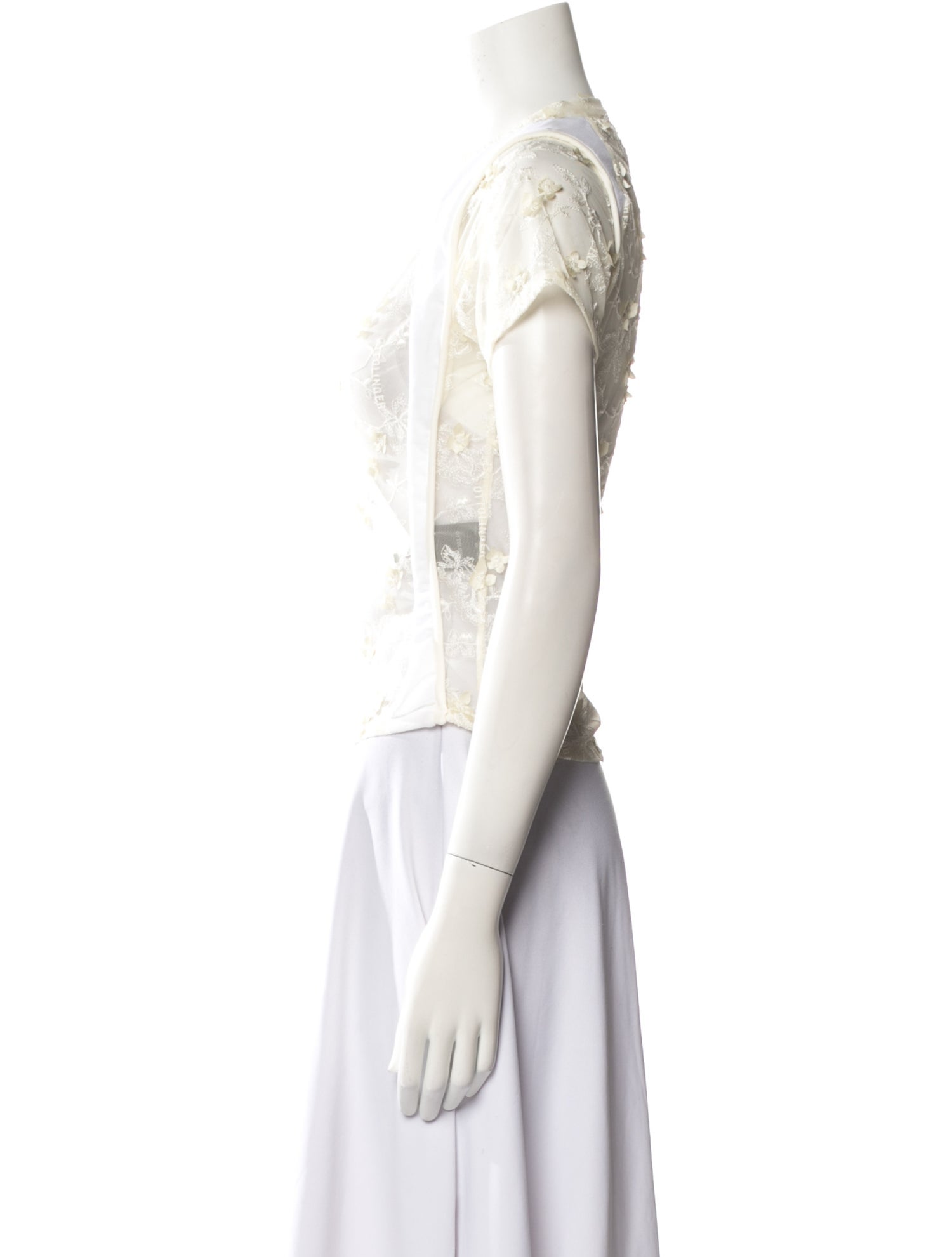 Ottolinger Lace Pattern Crew Neck Top