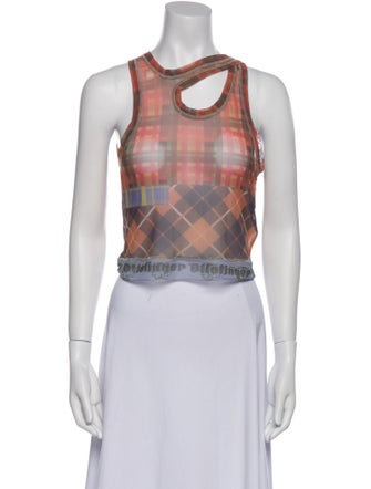 Ottolinger Plaid Print Asymmetrical Crop Top