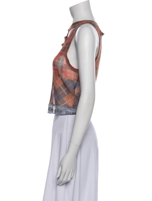 Ottolinger Plaid Print Asymmetrical Crop Top
