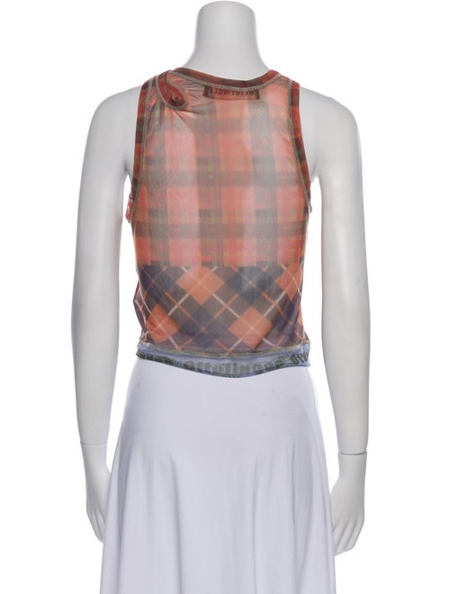 Ottolinger Plaid Print Asymmetrical Crop Top