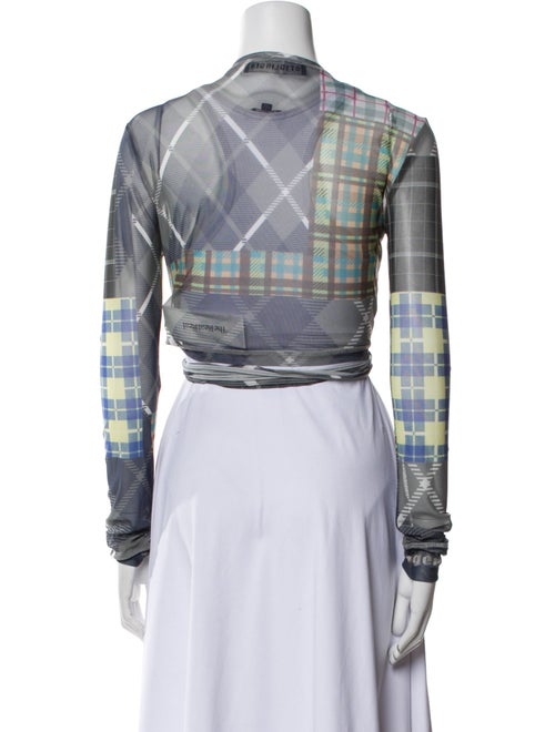 Ottolinger Plaid Print Crew Neck Crop Top