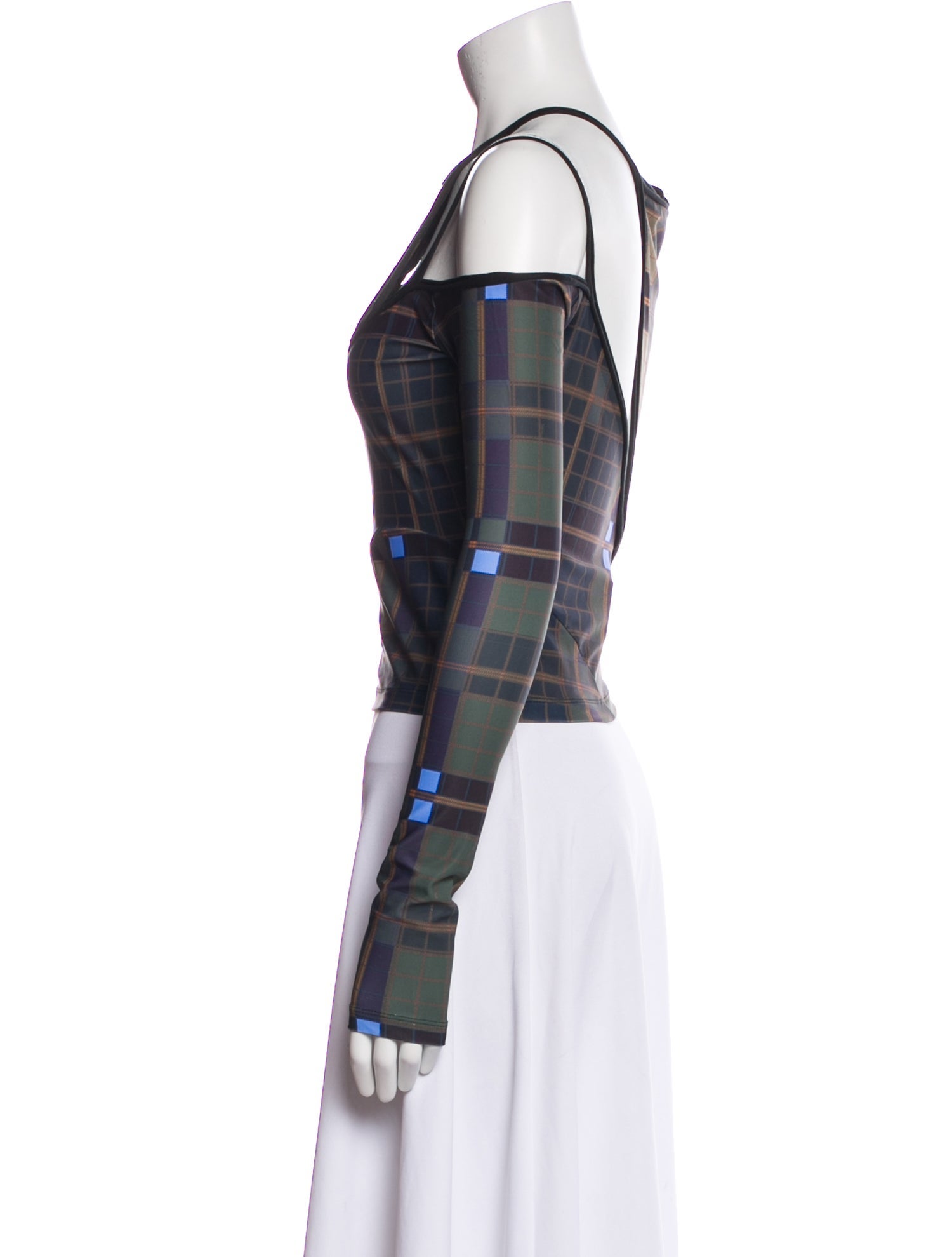 Ottolinger Plaid Print Crew Neck Crop Top