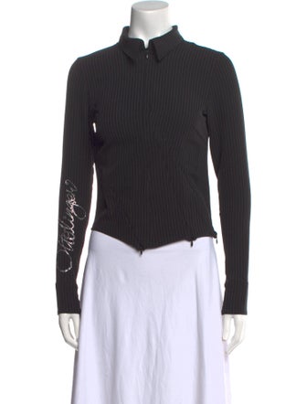 Ottolinger Mock Neck Long Sleeve Button-Up Top