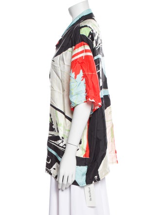 OpéraSPORT Silk Printed Button-Up Top