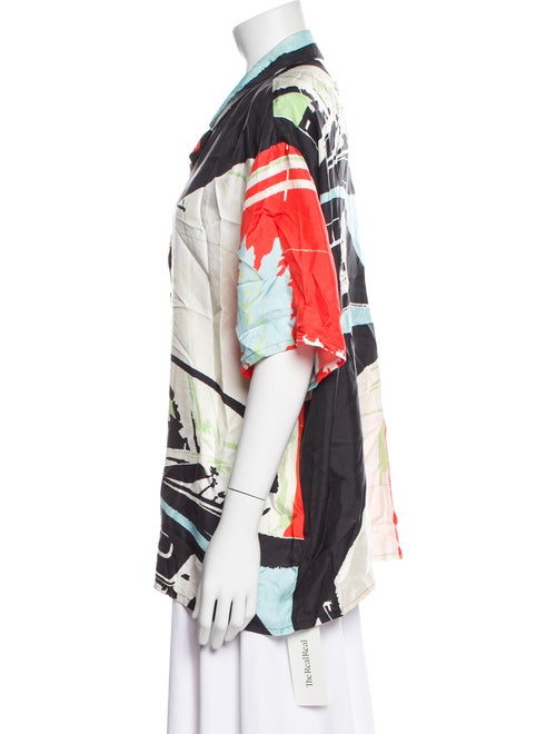 OpéraSPORT Silk Printed Button-Up Top