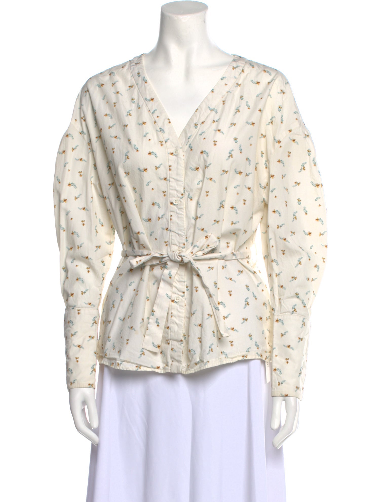 12 storeez Floral Print V-Neck Blouse