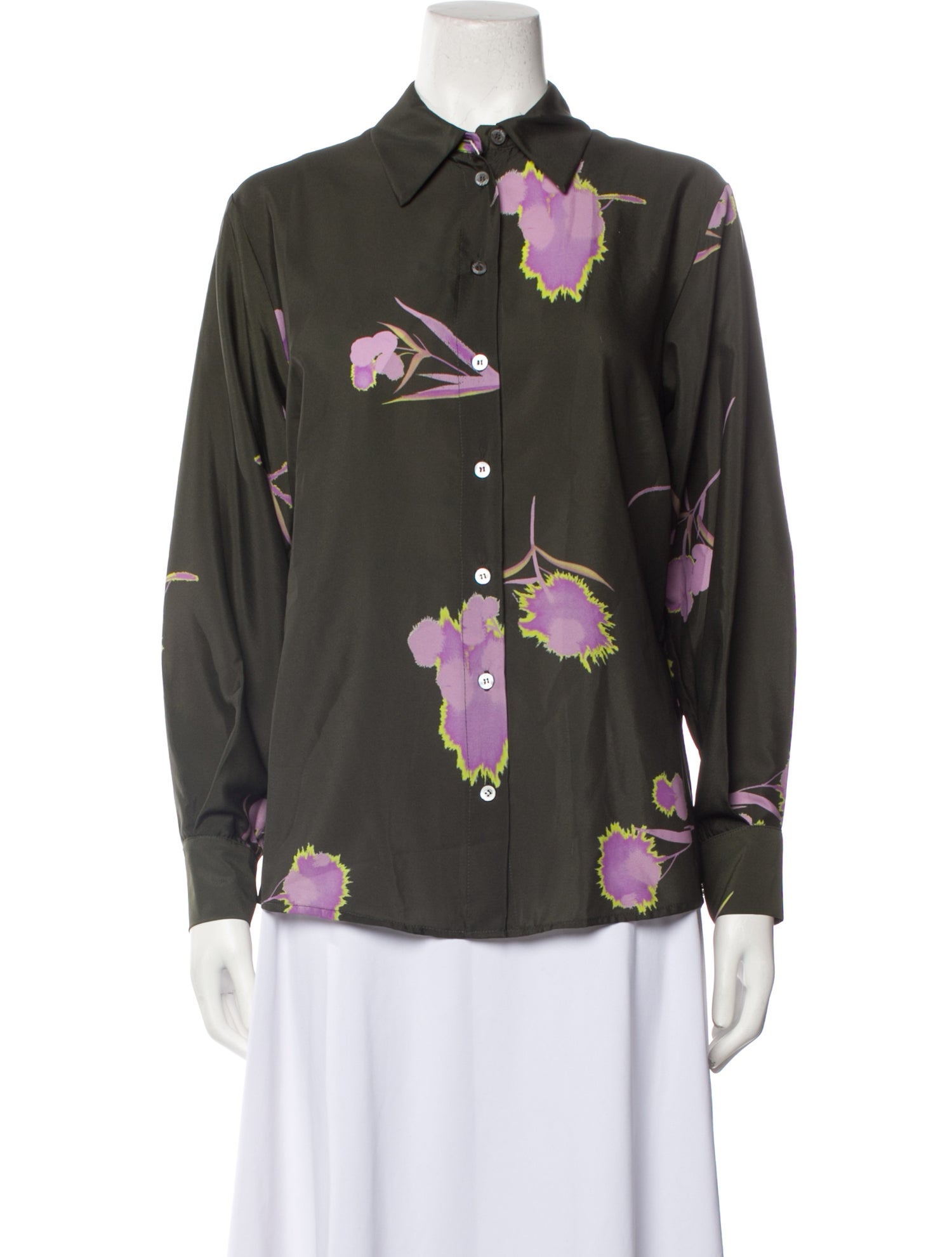 Ottod'Ame Floral Print Long Sleeve Button-Up Top w/ Tags