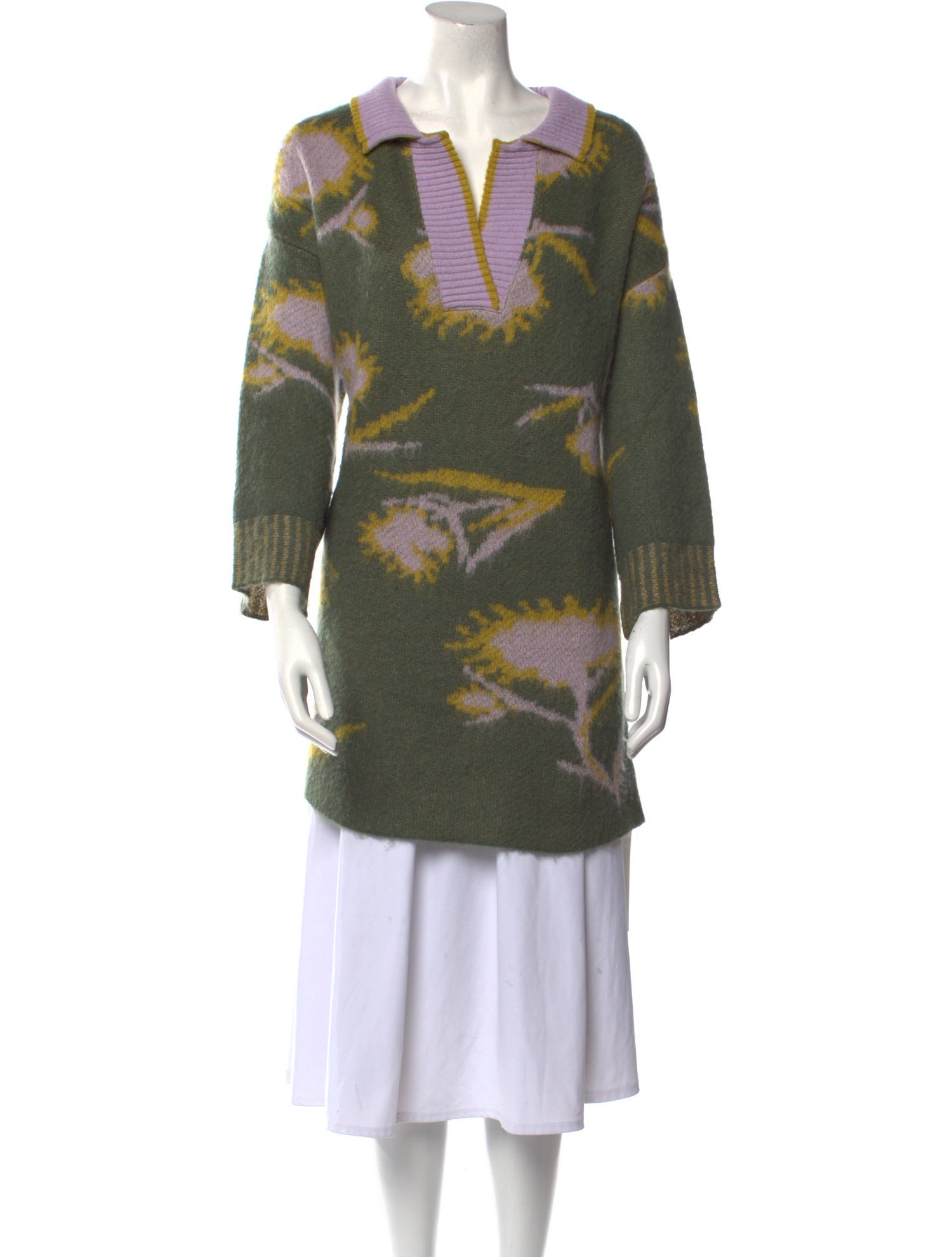 Ottod'Ame Printed V-Neck Sweater