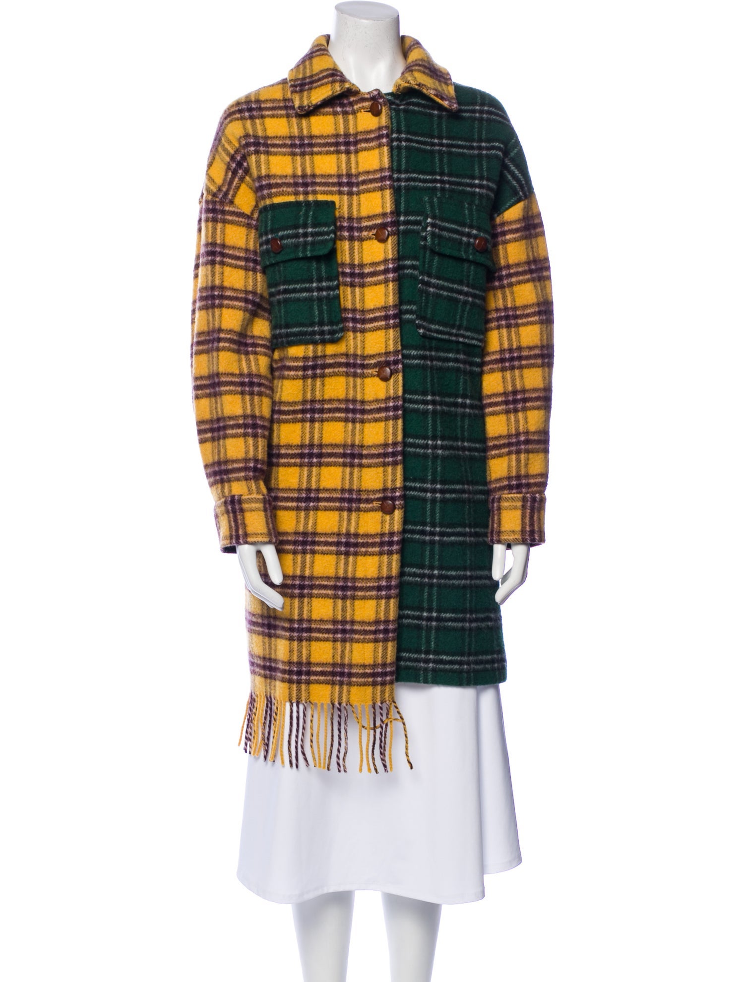 Ottod'Ame Wool Plaid Print Coat