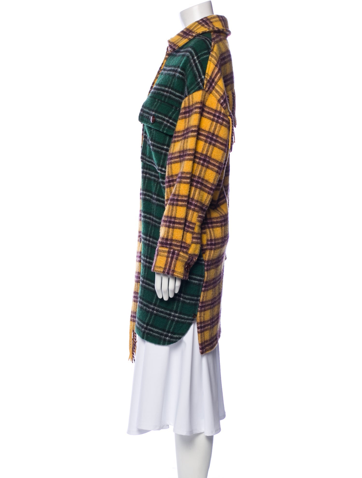 Ottod'Ame Wool Plaid Print Coat